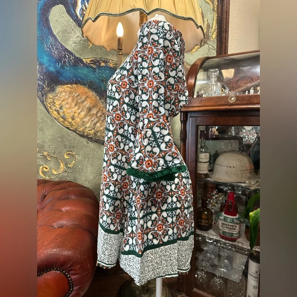 Lulus Boho Glam Open Back Medallion Print Bell Sleeve Mini Dress Size Large - Picture 8 of 12